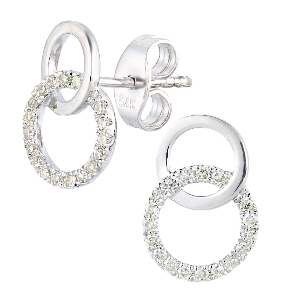 SPARKLD 9ct White Gold 0.15ct Diamond Circle Stud Earrings