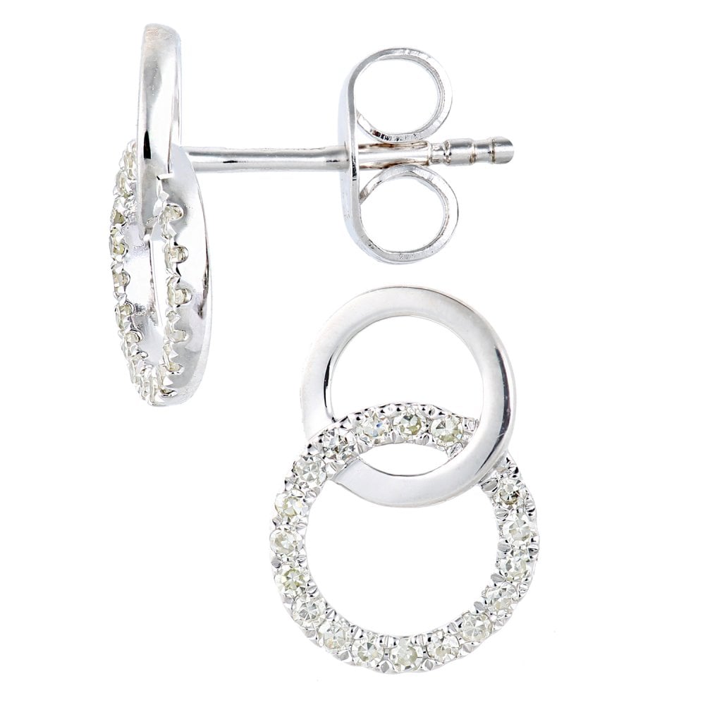 SPARKLD 9ct White Gold 0.15ct Diamond Circle Stud Earrings
