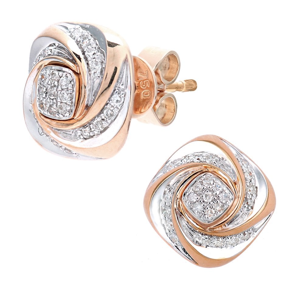 SPARKLD 18ct Rose Gold 0.10ct Diamond Twist Stud Earrings