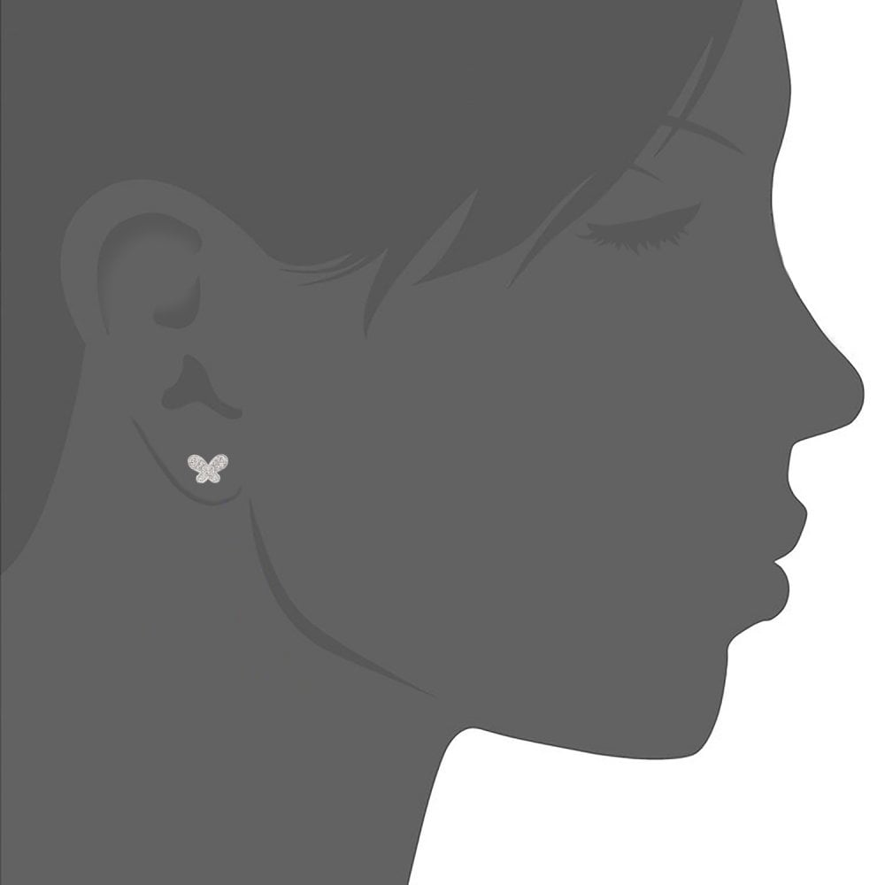 SPARKLD 18ct White Gold 0.15ct Diamond Butterfly Stud Earrings