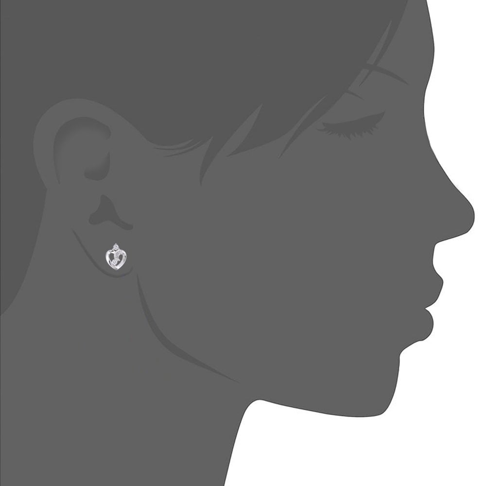SPARKLD 18ct White Gold 0.15ct Diamond Heart Stud Earrings