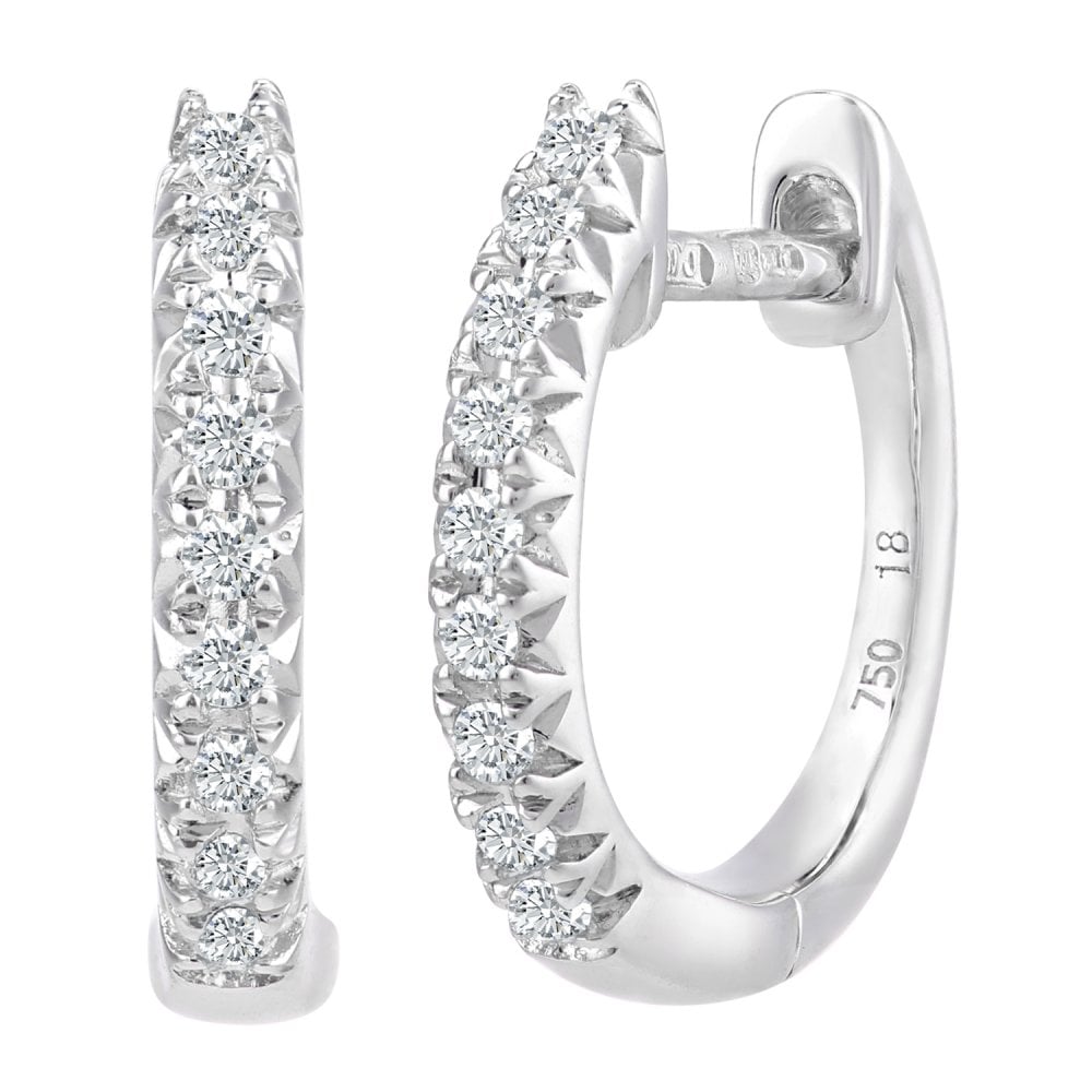 SPARKLD 18ct White Gold 0.15ct Diamond Hoop Earrings