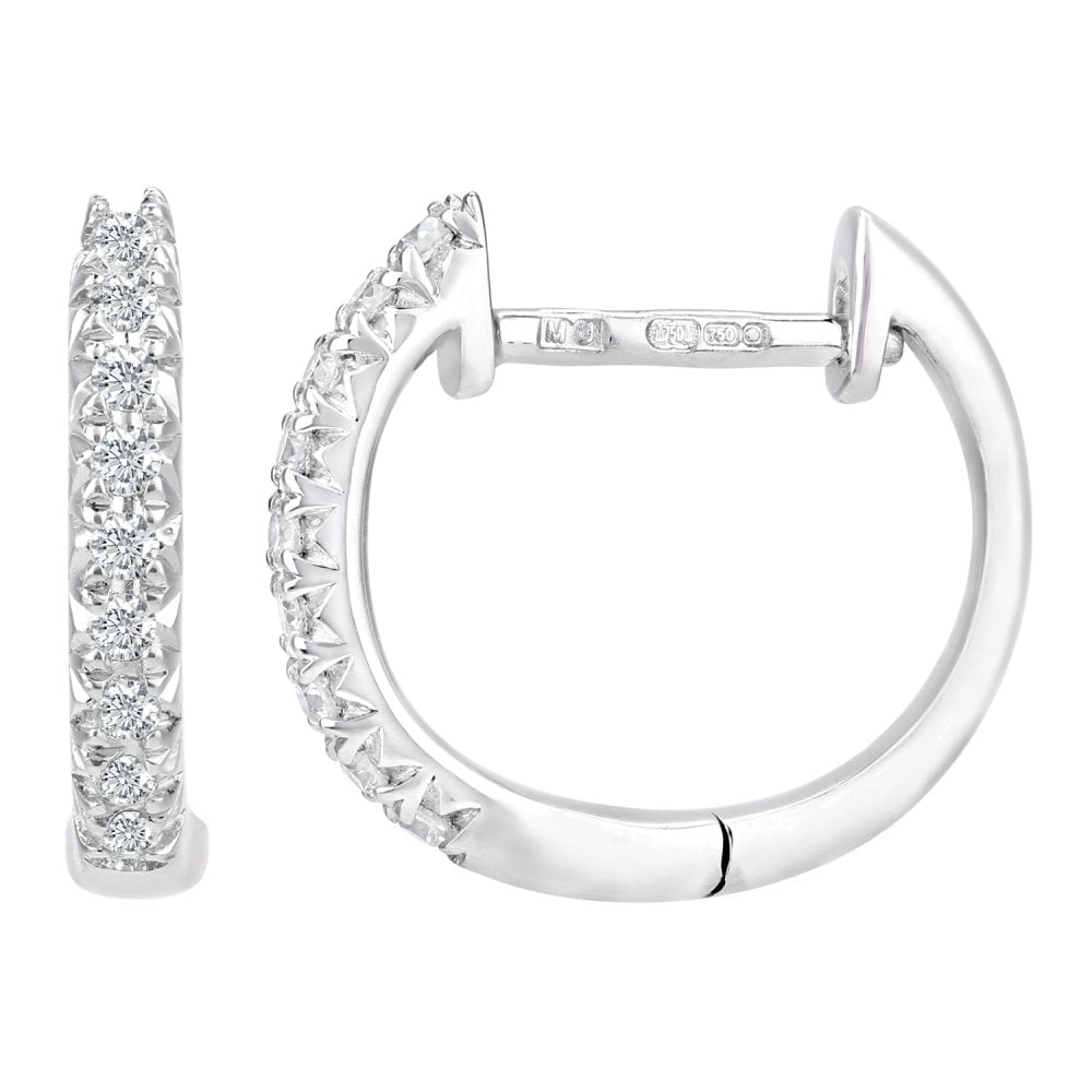 SPARKLD 18ct White Gold 0.15ct Diamond Hoop Earrings