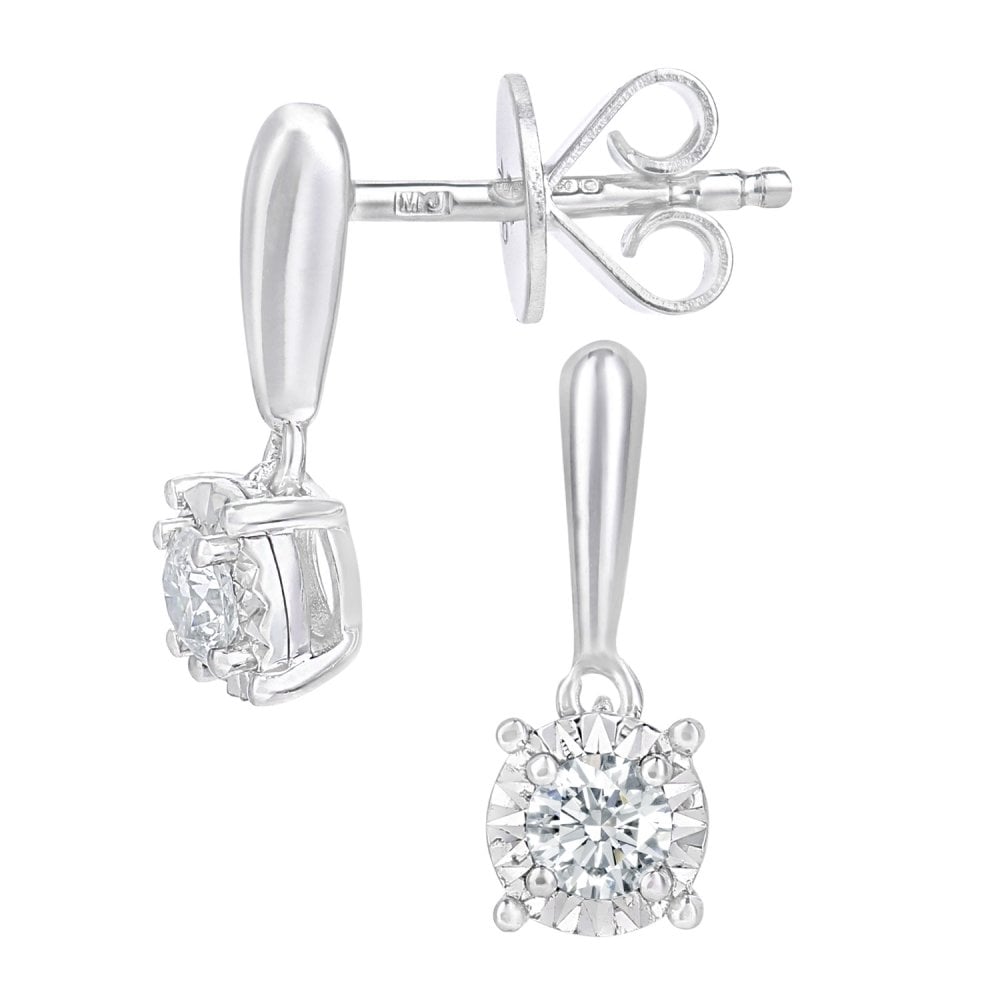 SPARKLD 18ct White Gold 0.20ct Diamond Solitaire Drop Earrings