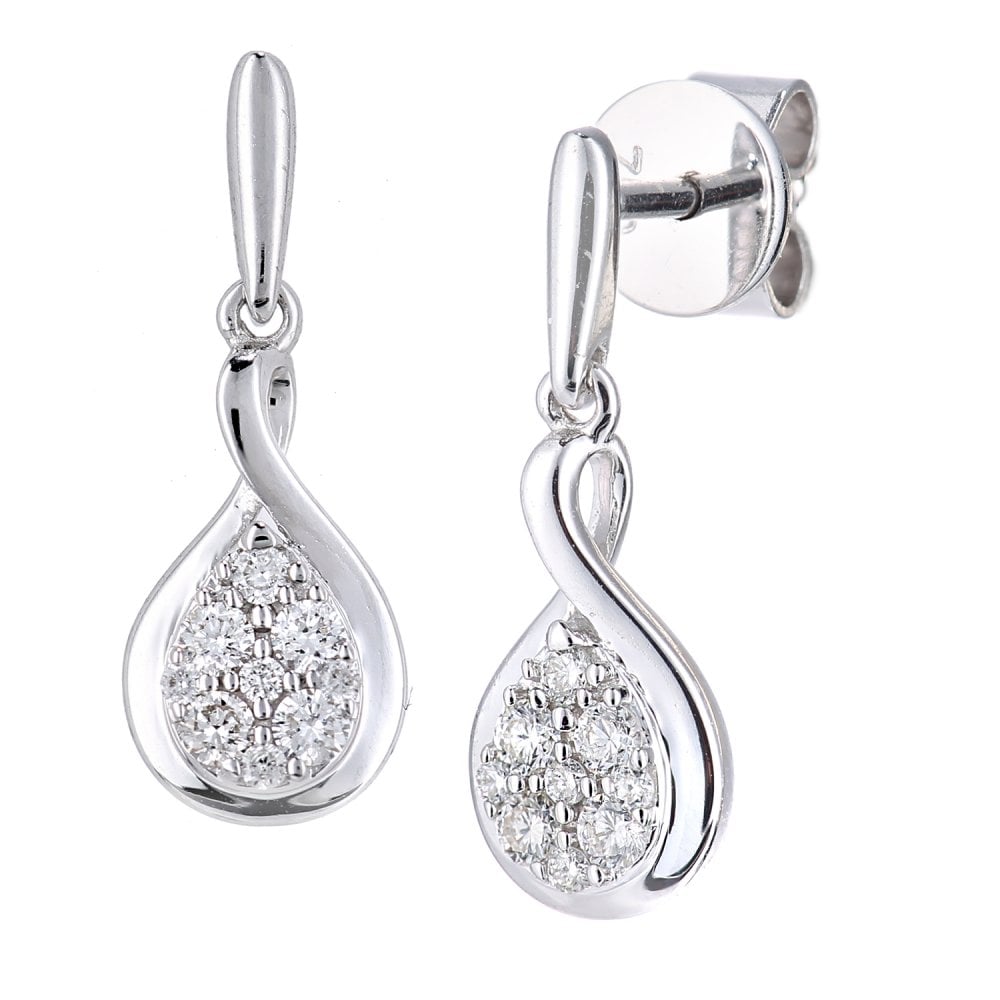 SPARKLD 18ct White Gold 0.20ct Diamond Drop Earrings