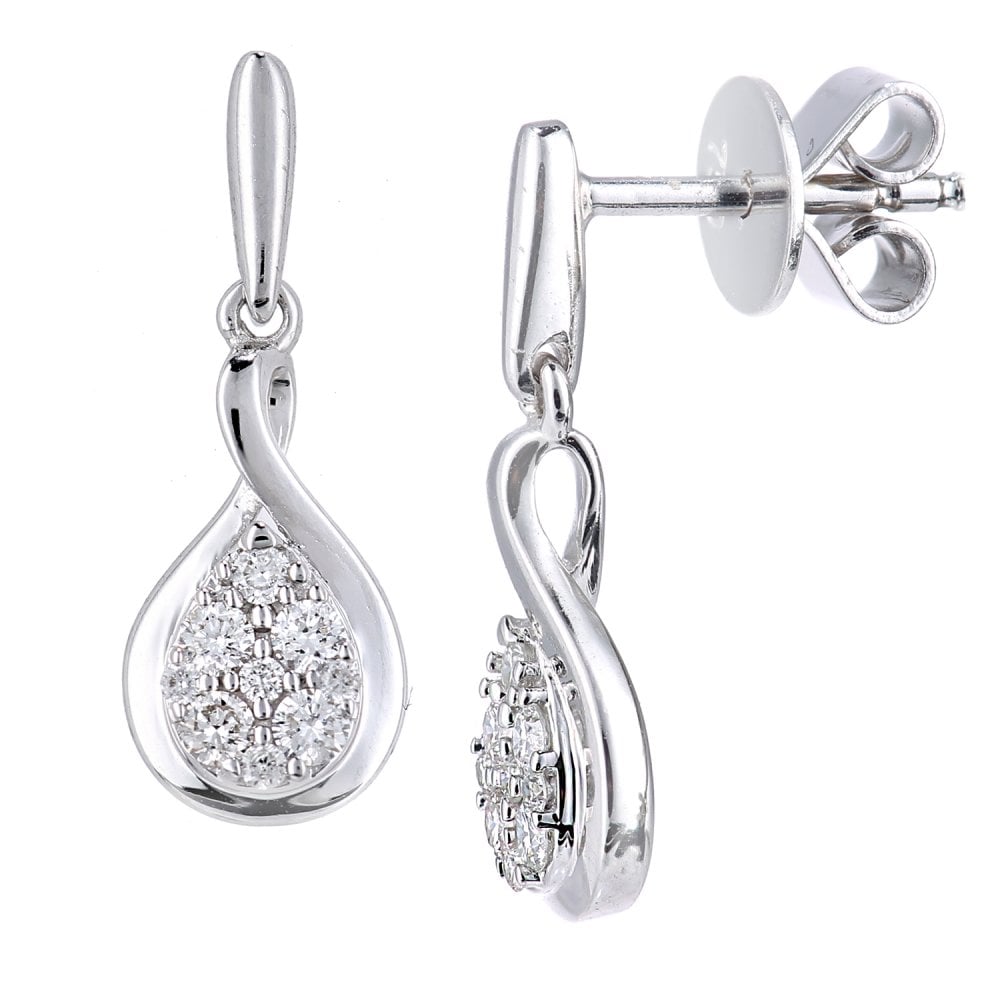 SPARKLD 18ct White Gold 0.20ct Diamond Drop Earrings