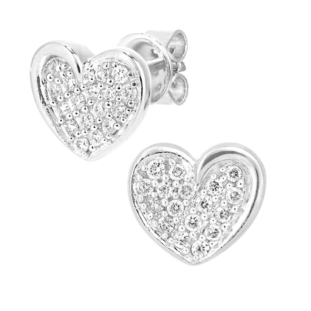 SPARKLD 18ct White Gold 0.20ct Diamond Heart Stud Earrings