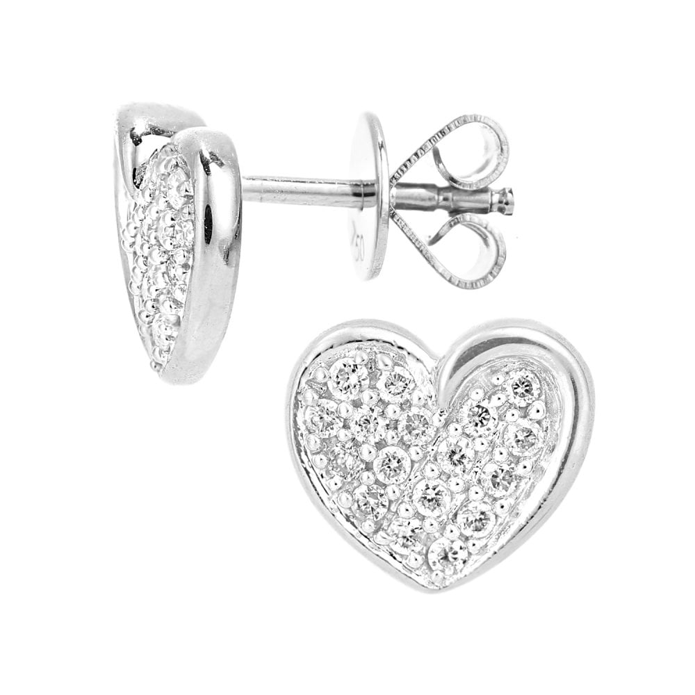 SPARKLD 18ct White Gold 0.20ct Diamond Heart Stud Earrings