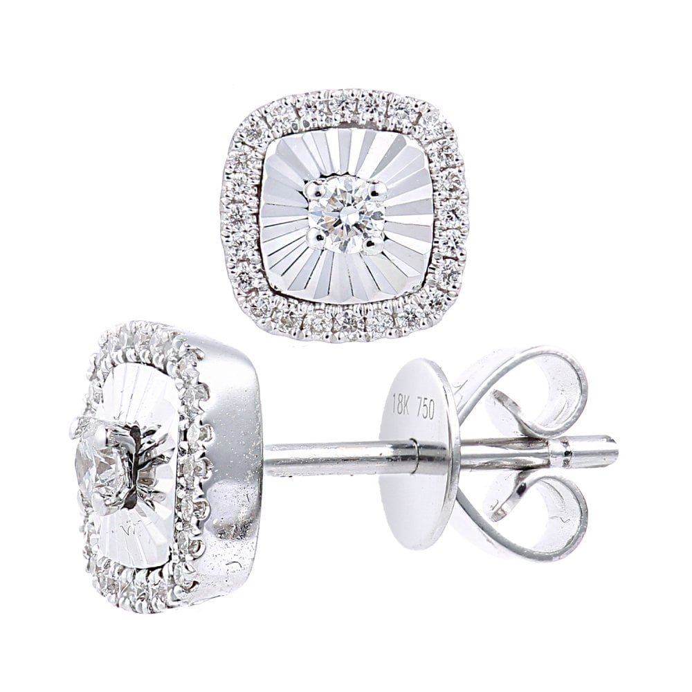 SPARKLD 18ct White Gold 0.22ct Diamond Solitaire Stud Earrings