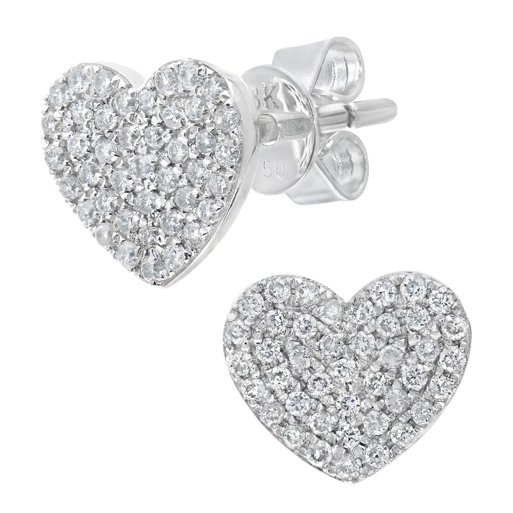 SPARKLD 18ct White Gold 0.25ct Diamond Heart Stud Earrings