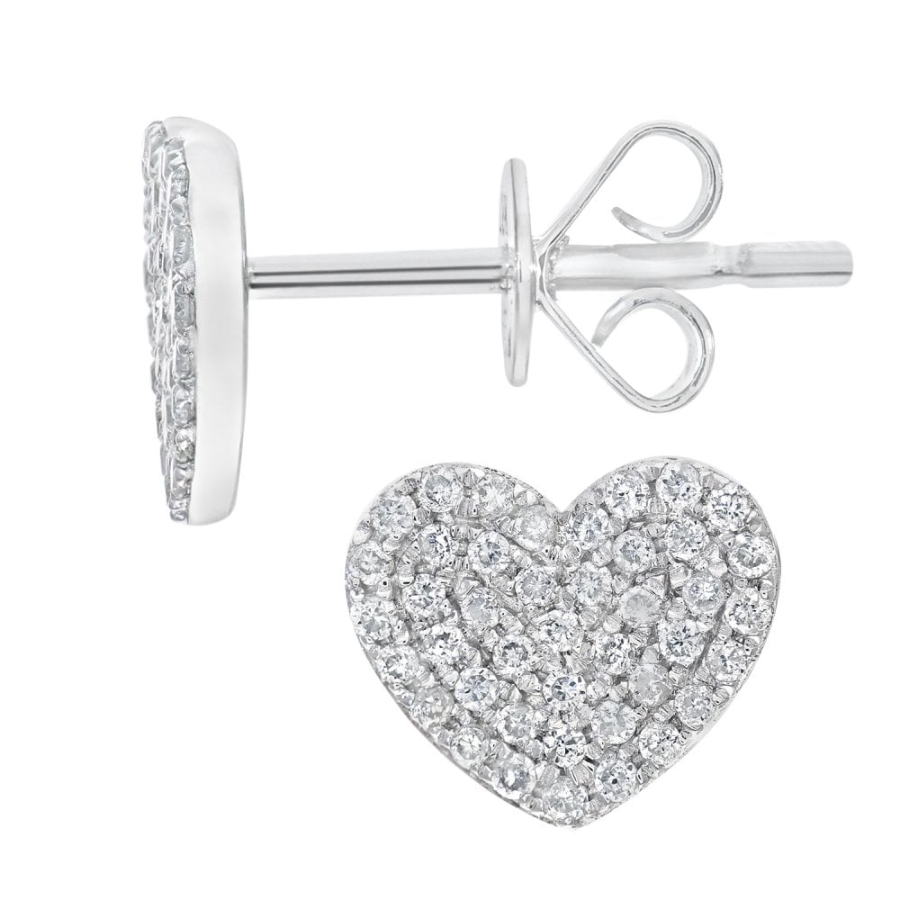 SPARKLD 18ct White Gold 0.25ct Diamond Heart Stud Earrings