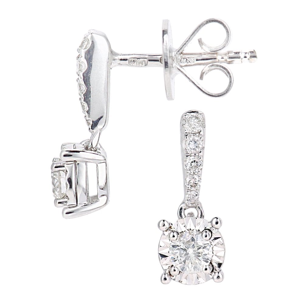 SPARKLD 18ct White Gold 0.25ct Diamond Solitaire Drop Earrings