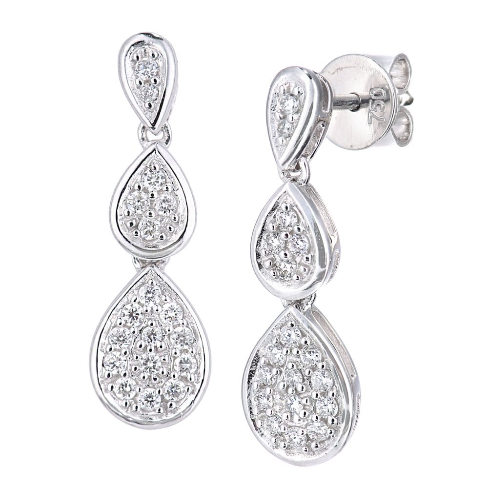 SPARKLD 18ct White Gold 0.25ct Diamond Teardrop Earrings
