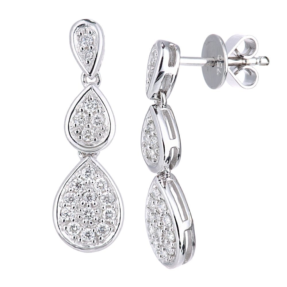 SPARKLD 18ct White Gold 0.25ct Diamond Teardrop Earrings