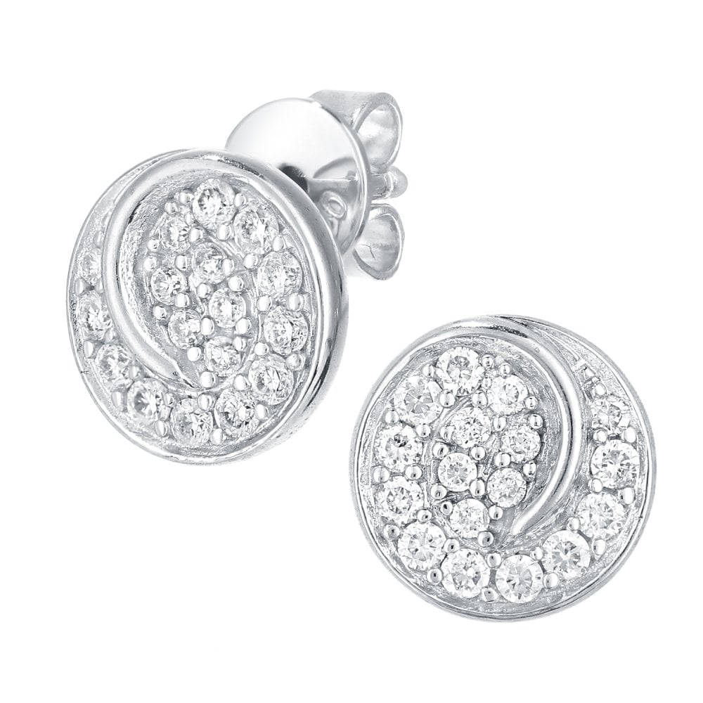SPARKLD 18ct White Gold 0.30ct Diamond Circle Stud Earrings