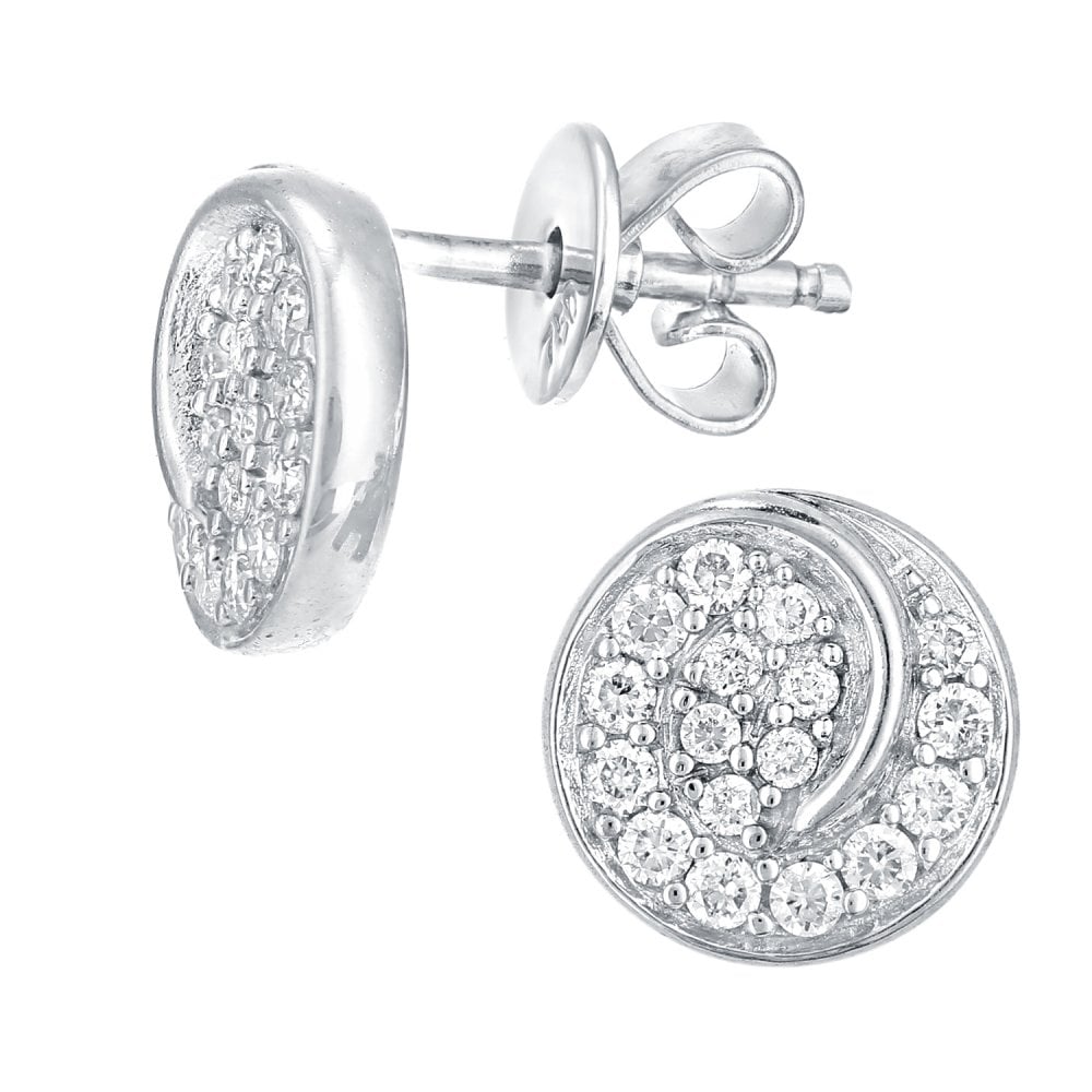 SPARKLD 18ct White Gold 0.30ct Diamond Circle Stud Earrings