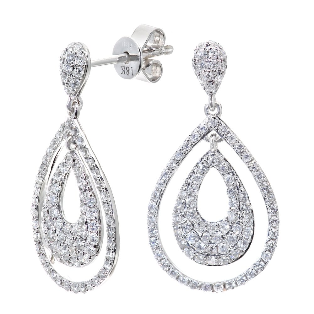 SPARKLD 18ct White Gold 0.55ct Diamond Teardrop Earrings