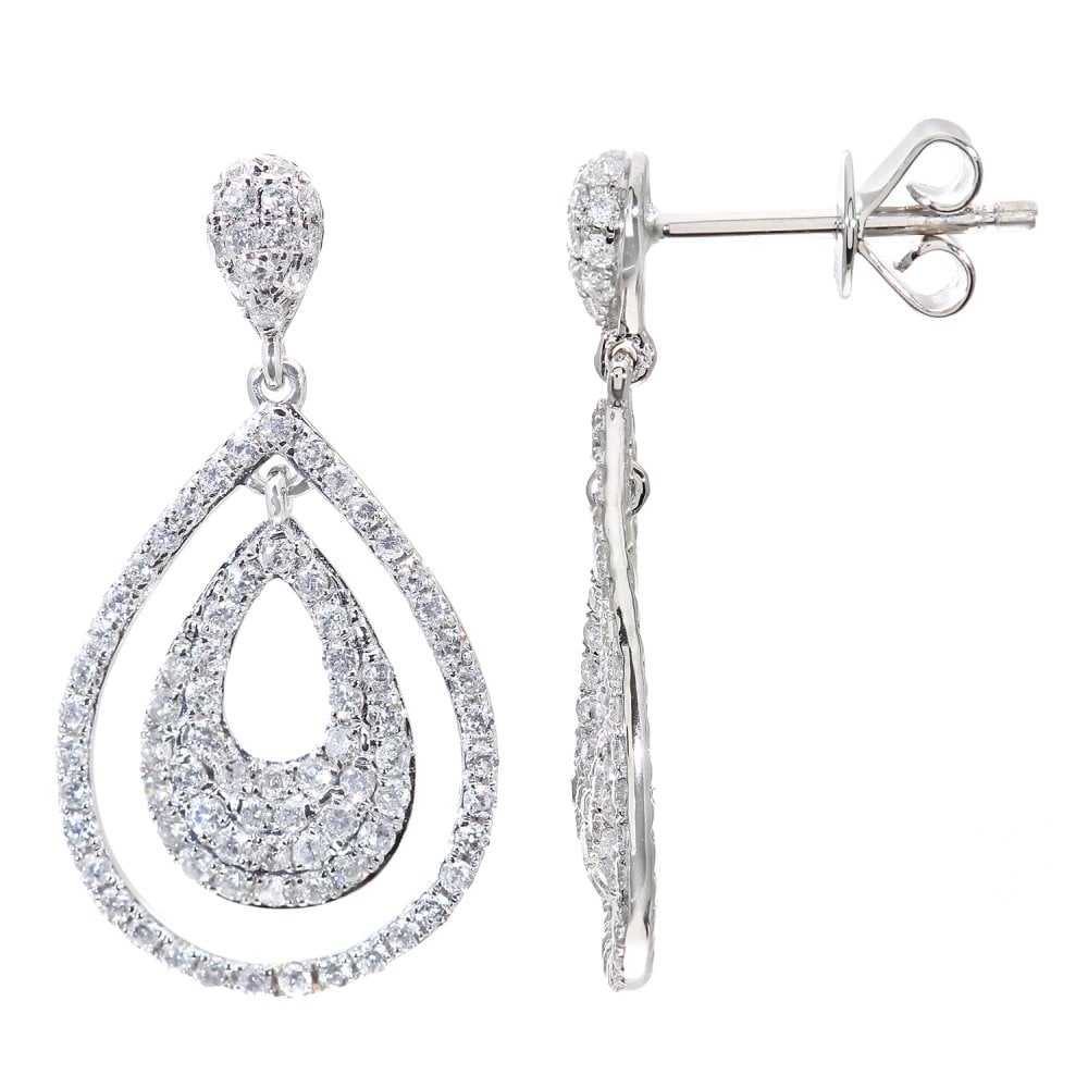 SPARKLD 18ct White Gold 0.55ct Diamond Teardrop Earrings