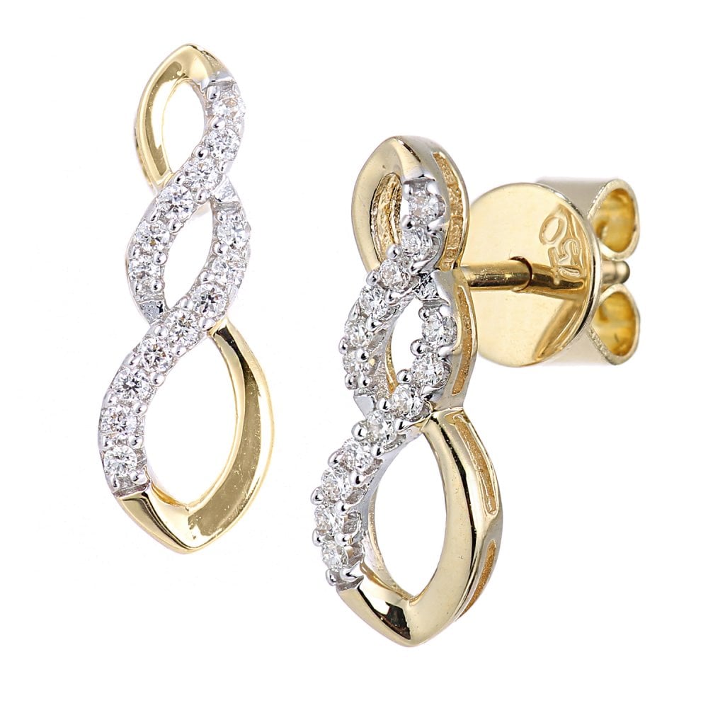 SPARKLD 18ct Yellow Gold 0.10ct Diamond Infinity Drop Earrings