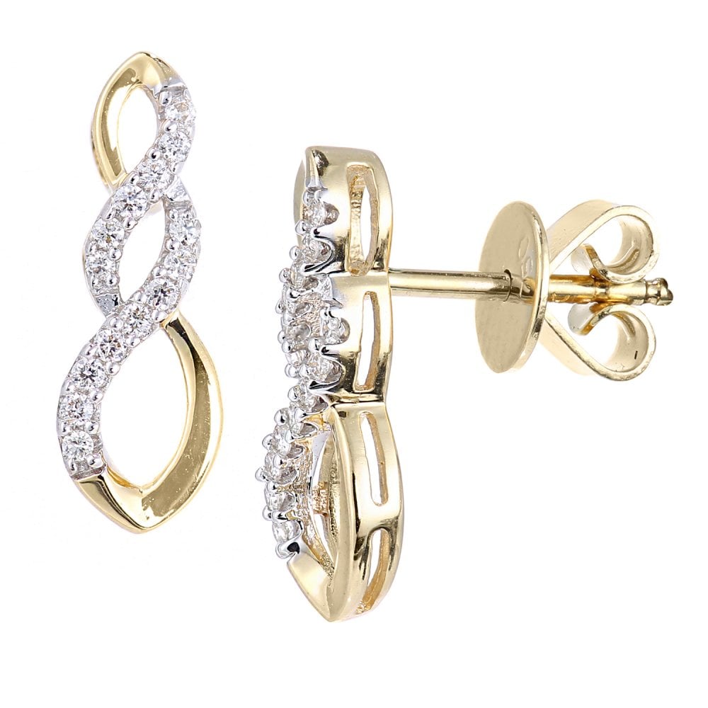 SPARKLD 18ct Yellow Gold 0.10ct Diamond Infinity Drop Earrings