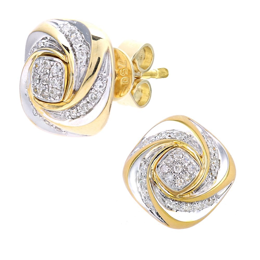SPARKLD 18ct Yellow Gold 0.10ct Diamond Twist Stud Earrings