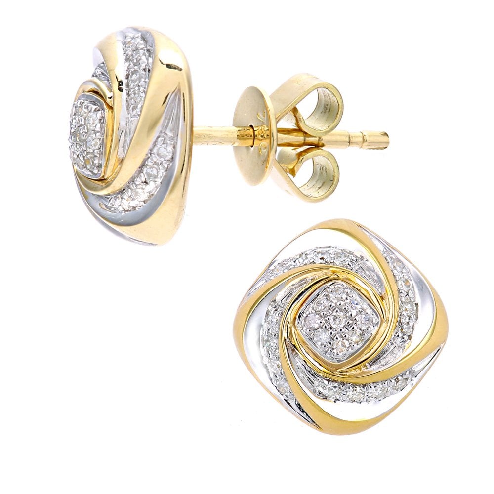 SPARKLD 18ct Yellow Gold 0.10ct Diamond Twist Stud Earrings