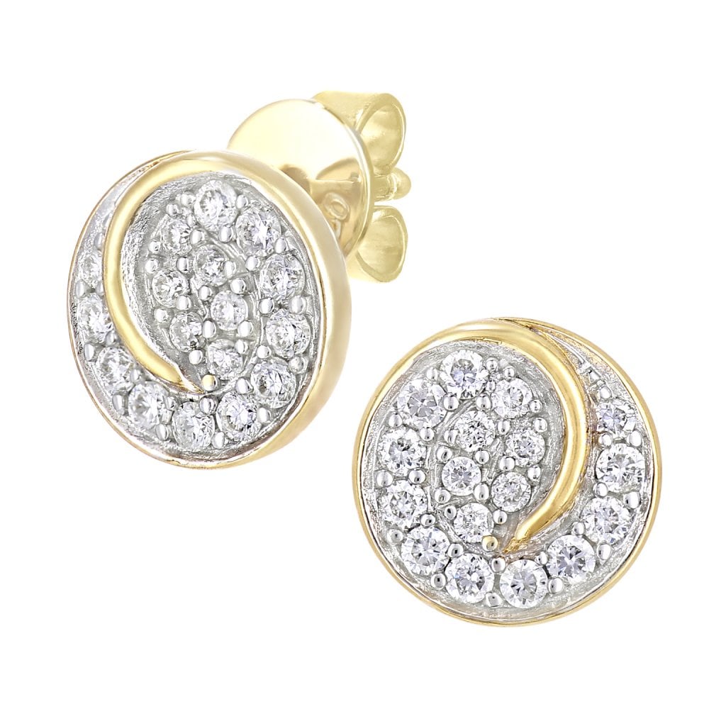 SPARKLD 18ct Yellow Gold 0.30ct Diamond Circle Stud Earrings