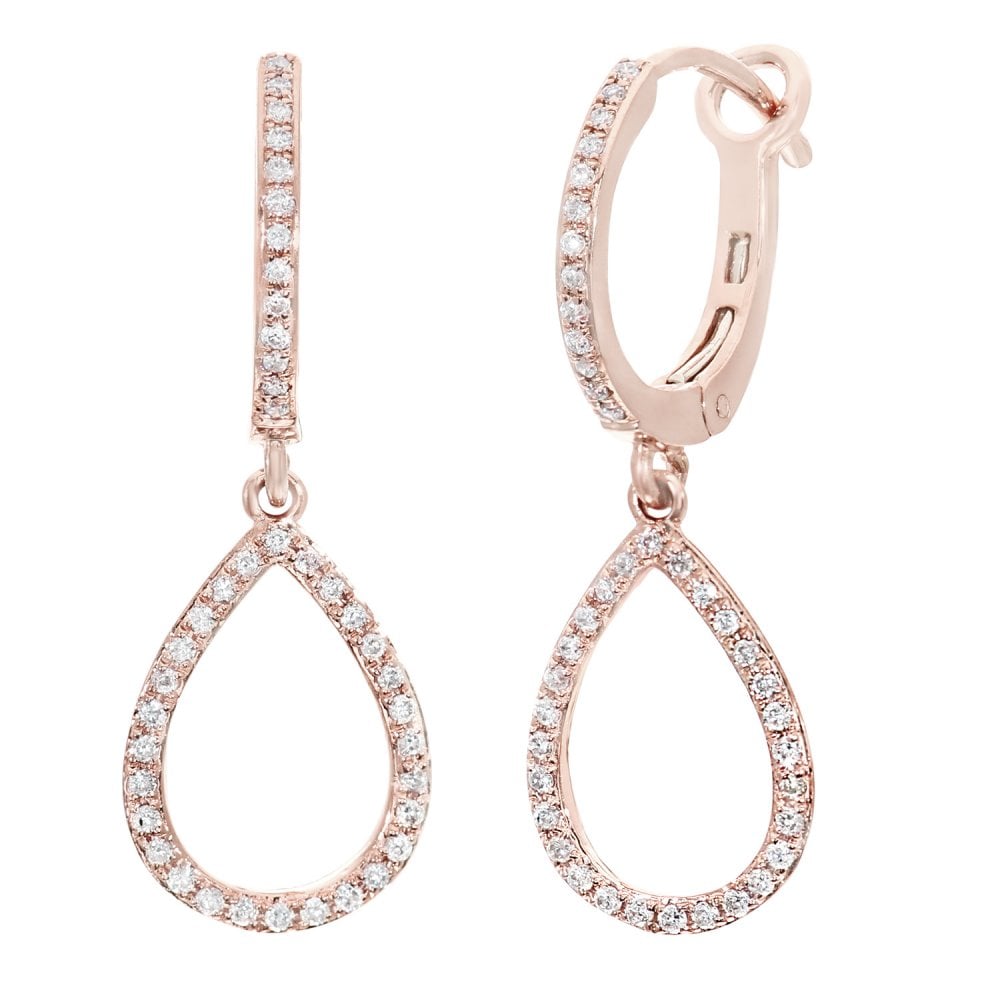 SPARKLD 9ct Rose Gold 0.25ct Diamond Teardrop Earrings