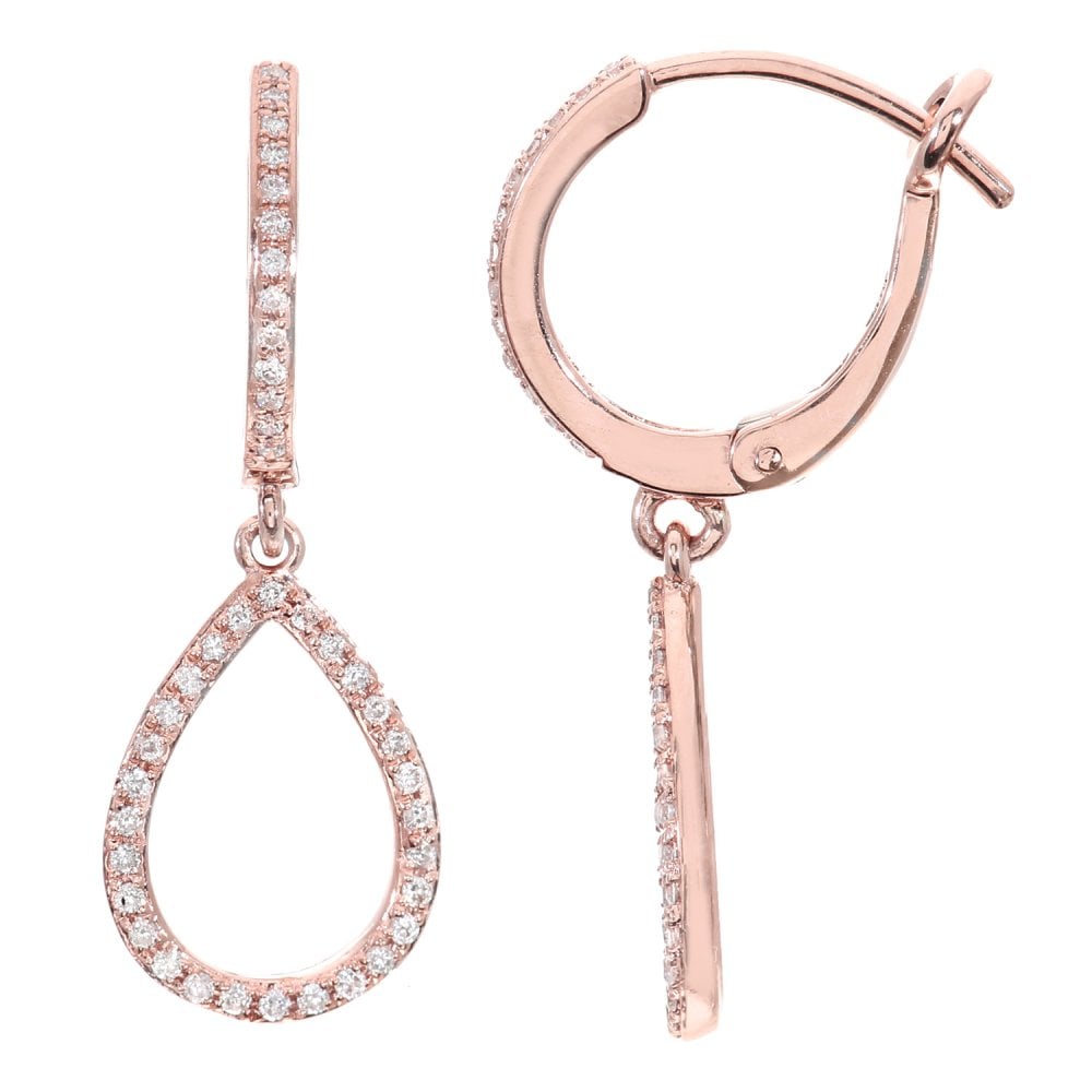 SPARKLD 9ct Rose Gold 0.25ct Diamond Teardrop Earrings