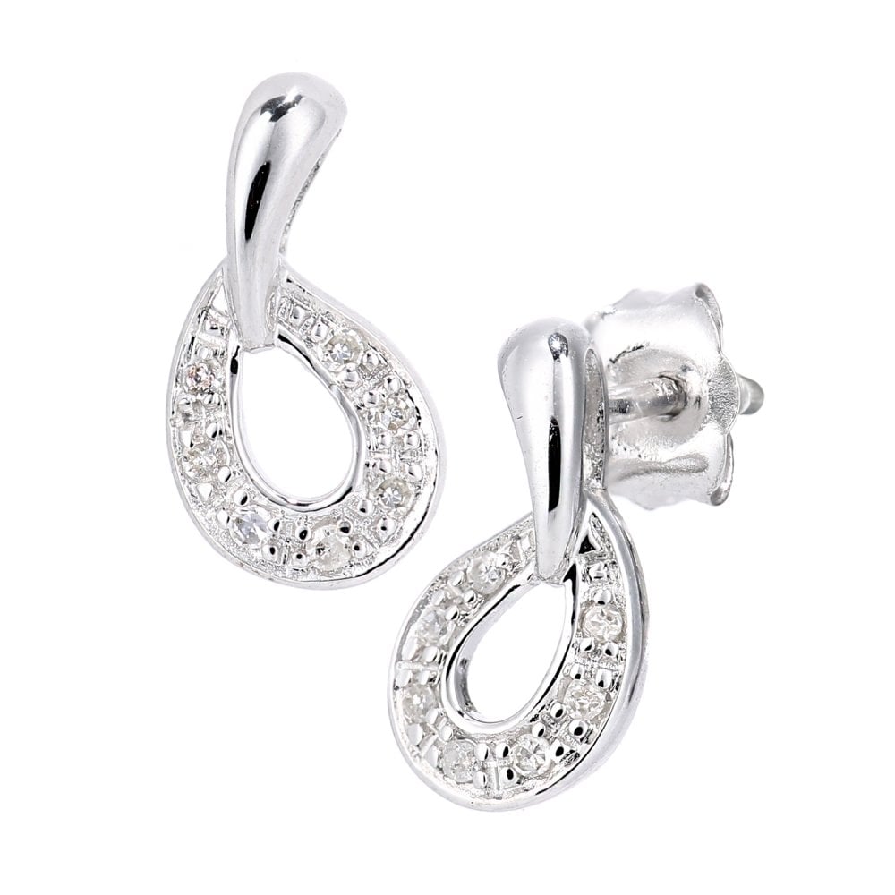 SPARKLD 9ct White Gold 0.05ct Diamond Stud Earrings