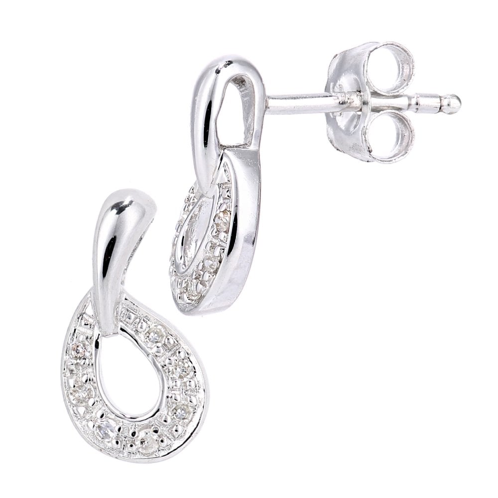 SPARKLD 9ct White Gold 0.05ct Diamond Stud Earrings