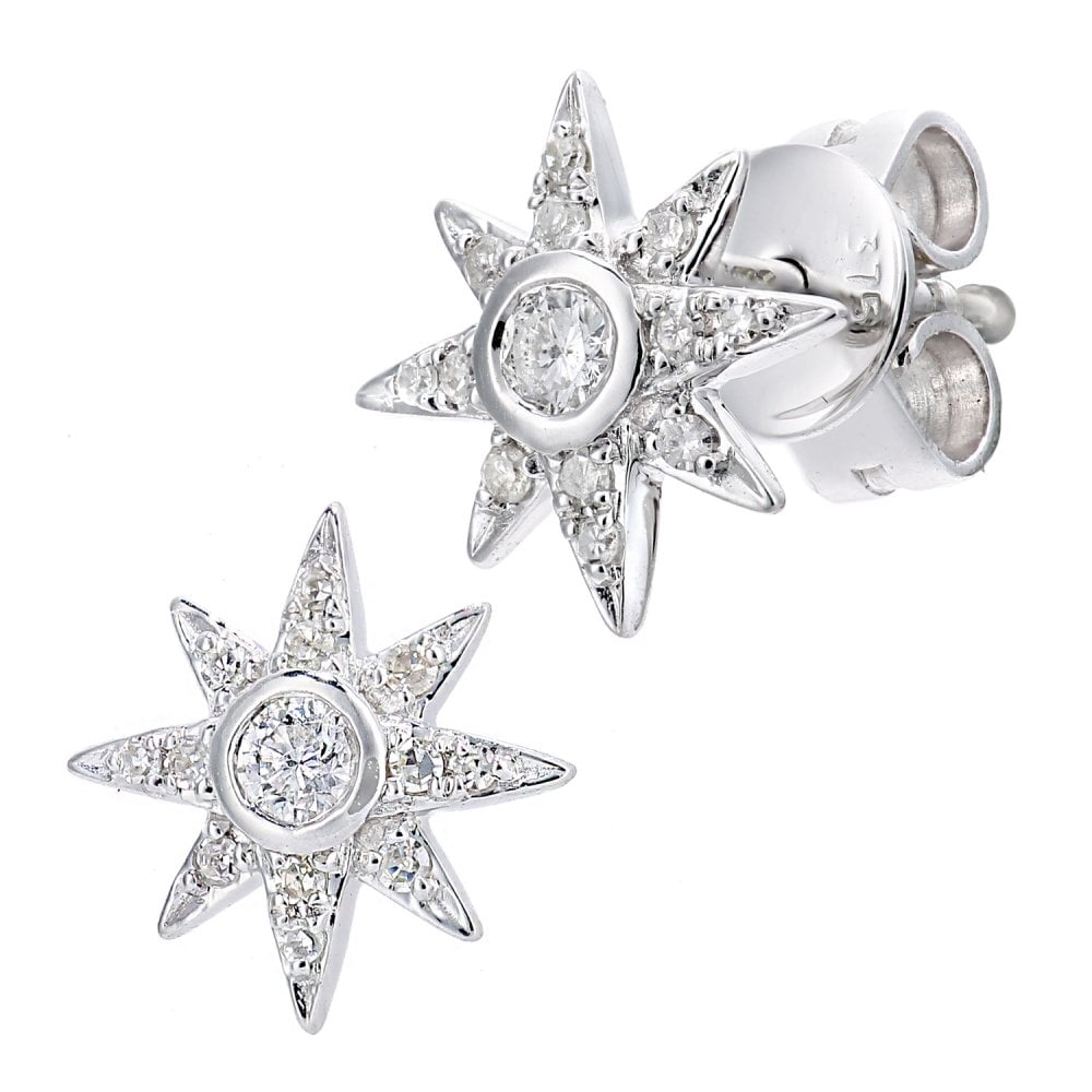 SPARKLD 9ct White Gold 0.13ct Diamond Star Stud Earrings