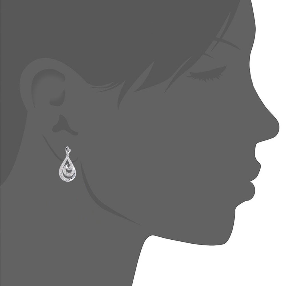 SPARKLD 9ct White Gold 0.15ct Diamond Heart Drop Earrings