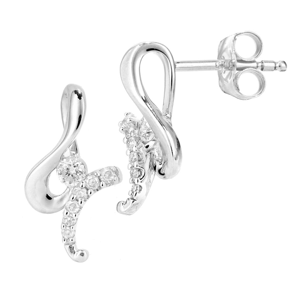 SPARKLD 9ct White Gold 0.15ct Diamond Twist Stud Earrings
