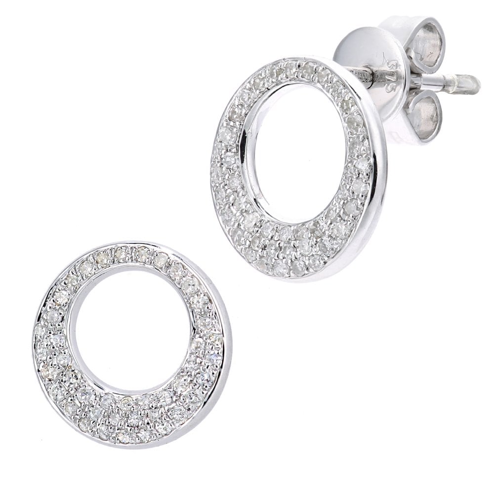 SPARKLD 9ct White Gold 0.20ct Diamond Circle Design Earrings