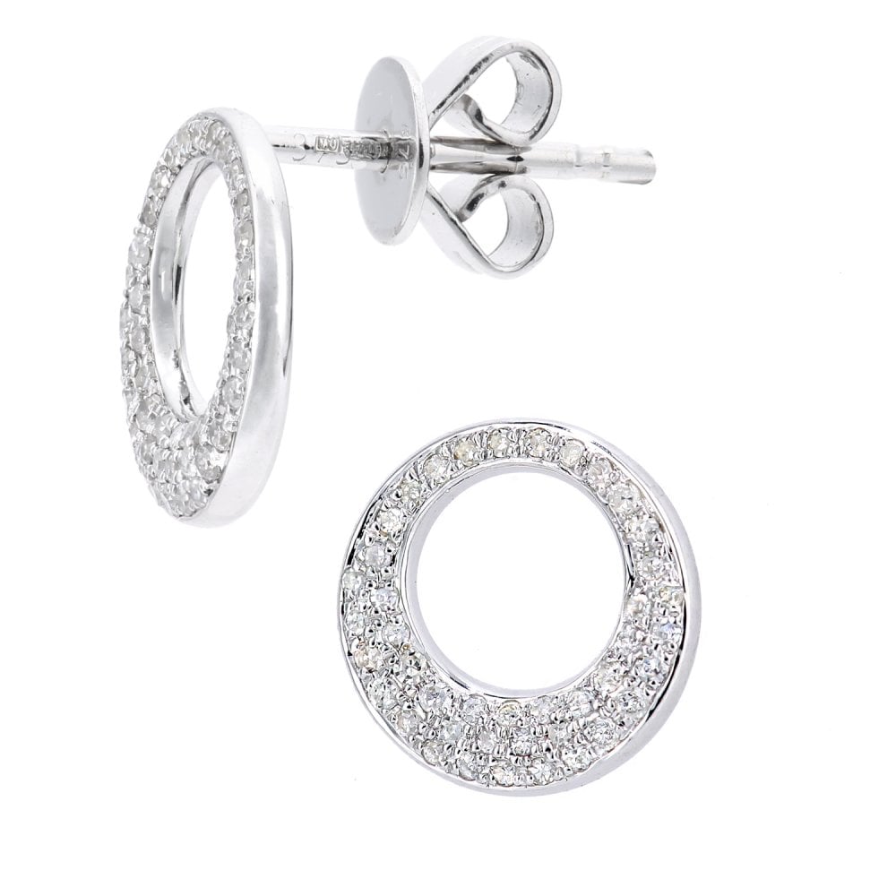 SPARKLD 9ct White Gold 0.20ct Diamond Circle Design Earrings
