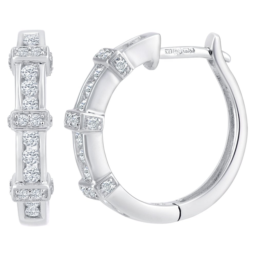 SPARKLD 9ct White Gold 0.50ct Diamond Channel Hoops