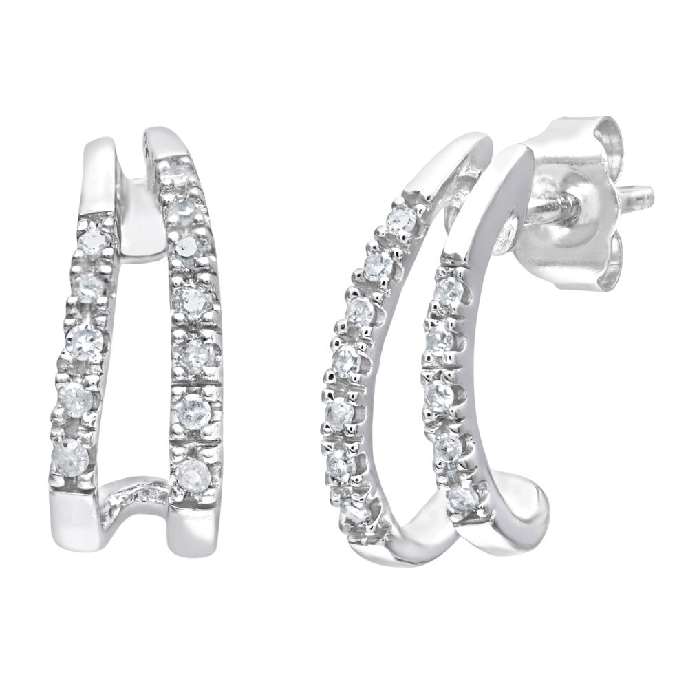 SPARKLD 9ct White Gold 0.10ct Diamond Huggies