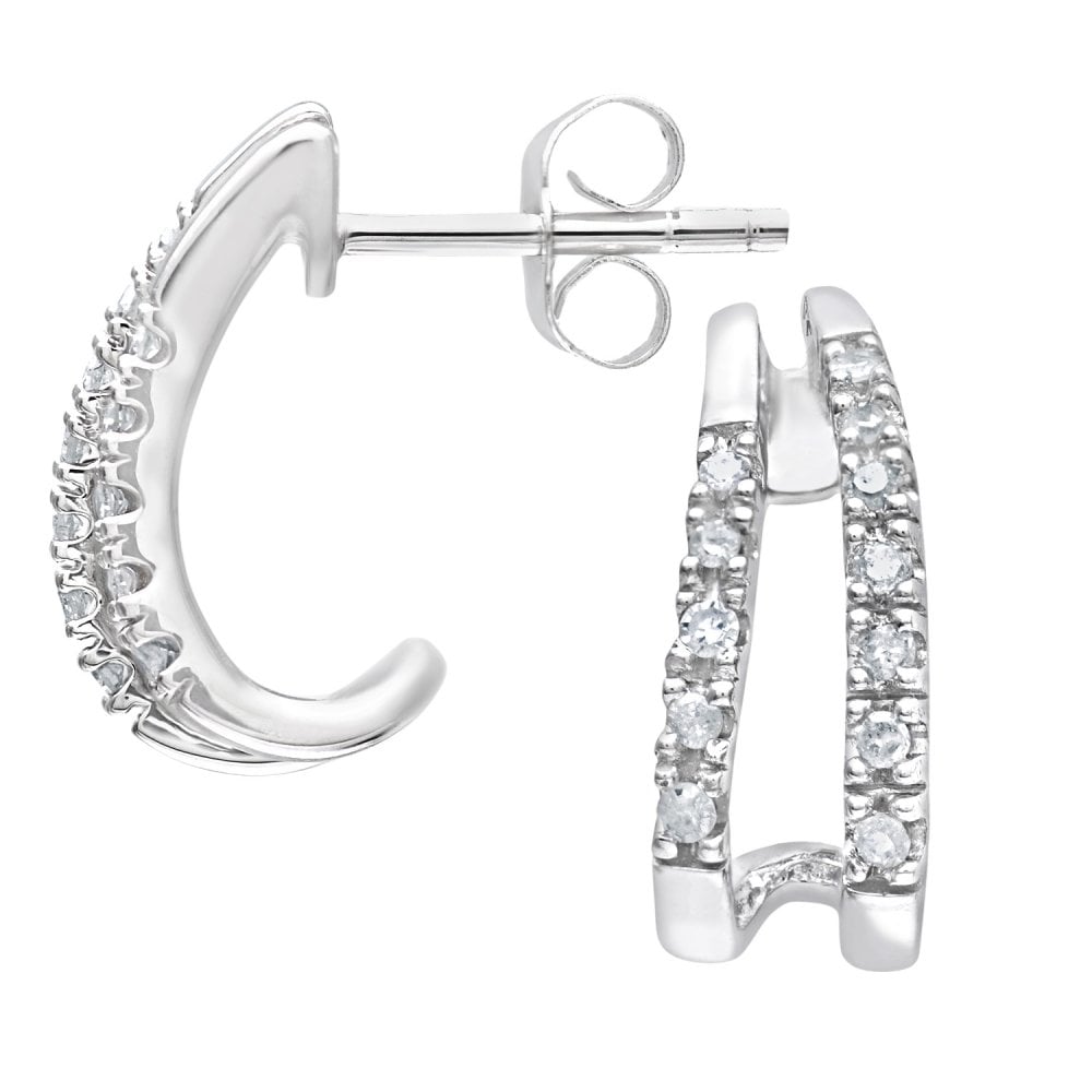 SPARKLD 9ct White Gold 0.10ct Diamond Huggies