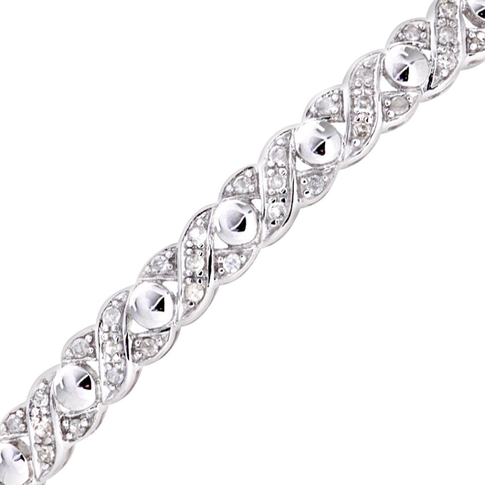 SPARKLD 9ct White Gold 0.25ct Diamond Kiss Bangle