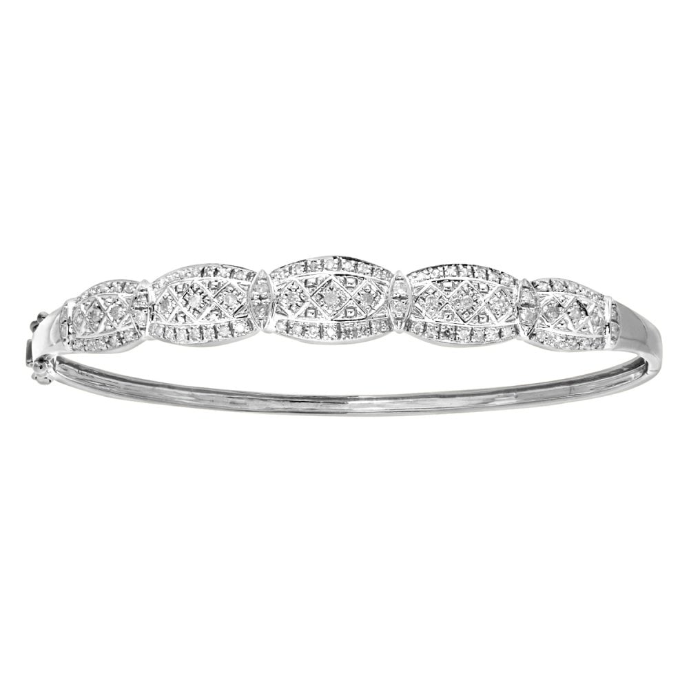 SPARKLD 9ct White Gold 0.50ct Diamond Bangle