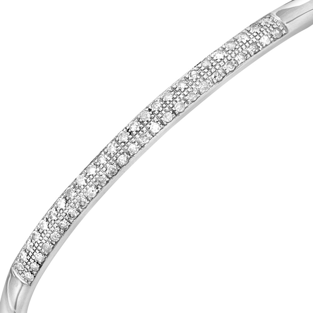 SPARKLD 9ct White Gold 0.50ct Diamond Bar Bangle