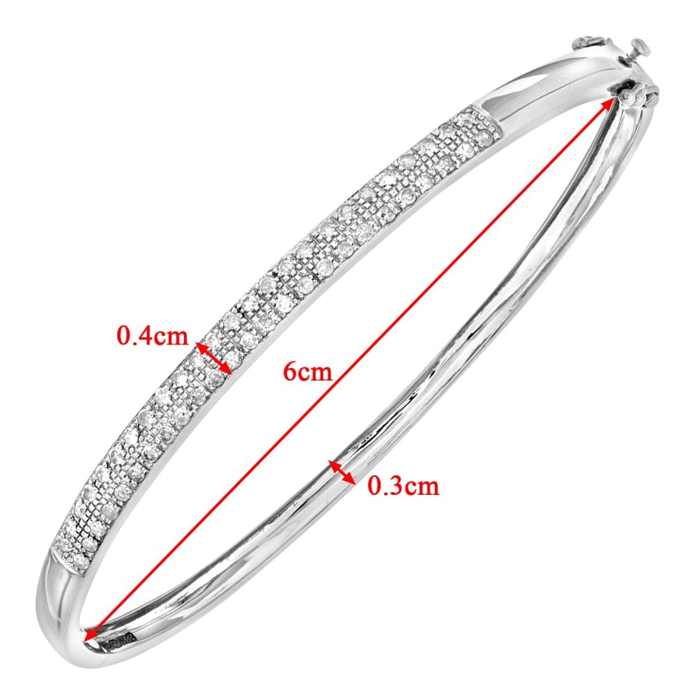 SPARKLD 9ct White Gold 0.50ct Diamond Bar Bangle