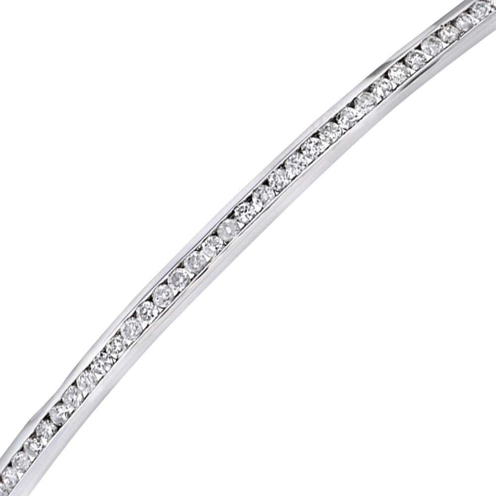 SPARKLD 9ct White Gold 0.50ct Diamond Channel Bangle
