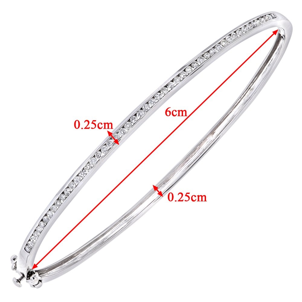 SPARKLD 9ct White Gold 0.50ct Diamond Channel Bangle