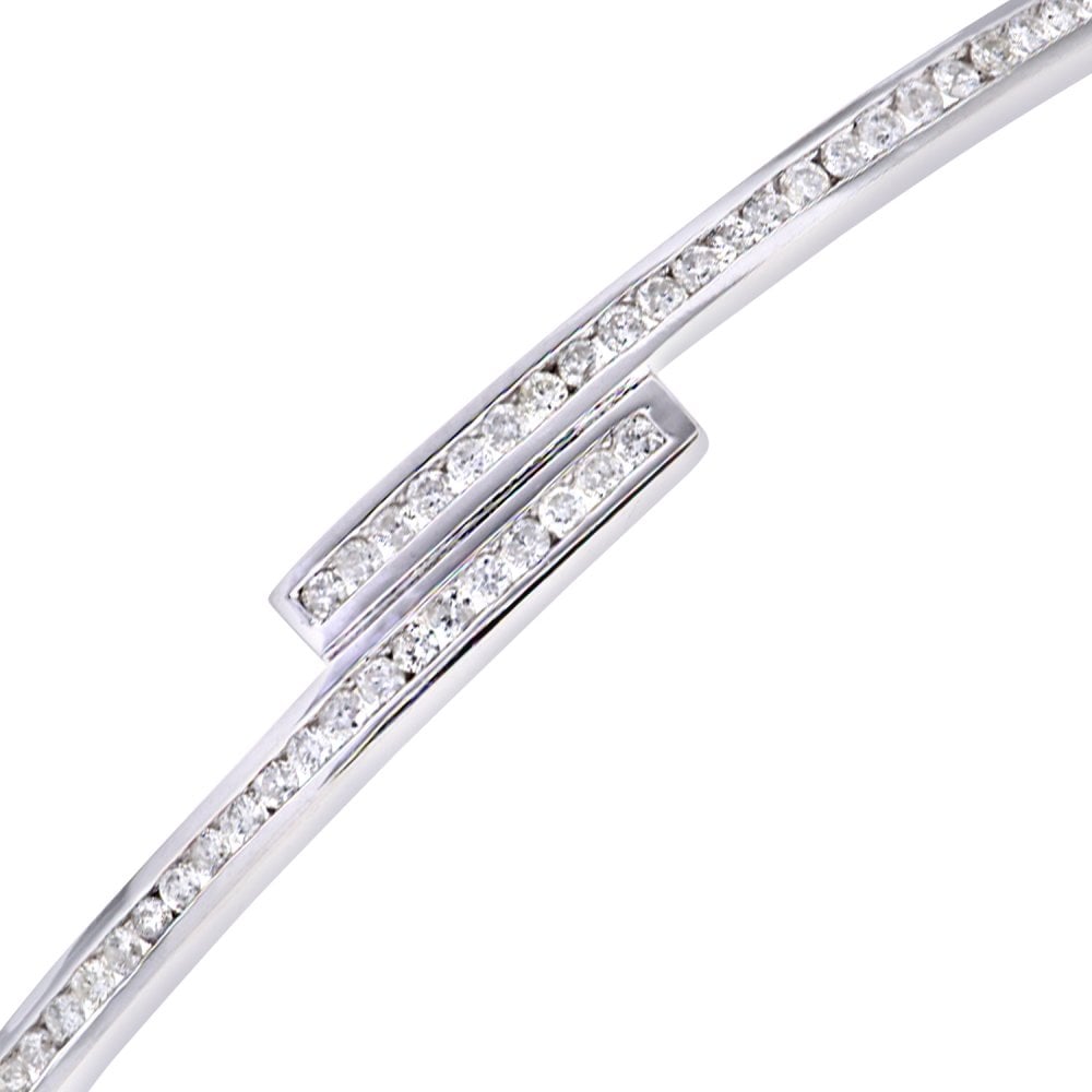 SPARKLD 9ct White Gold 0.50ct Diamond Crossover Bangle
