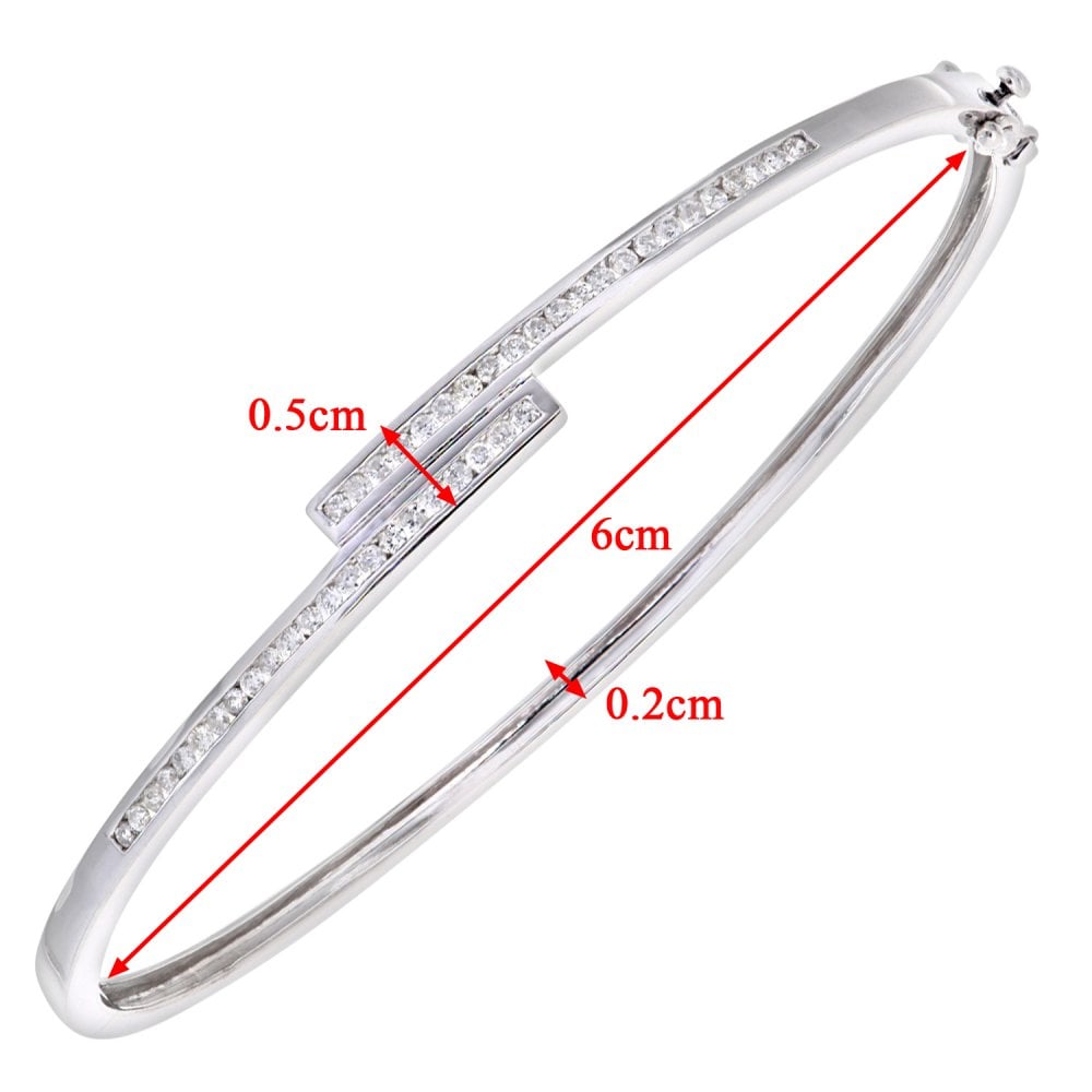 SPARKLD 9ct White Gold 0.50ct Diamond Crossover Bangle