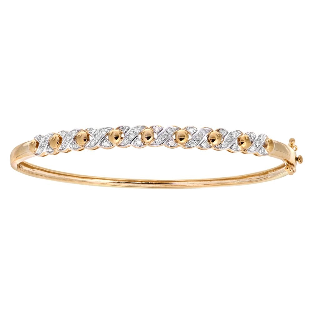 SPARKLD 9ct Yellow Gold 0.25ct Diamond Kiss Bangle