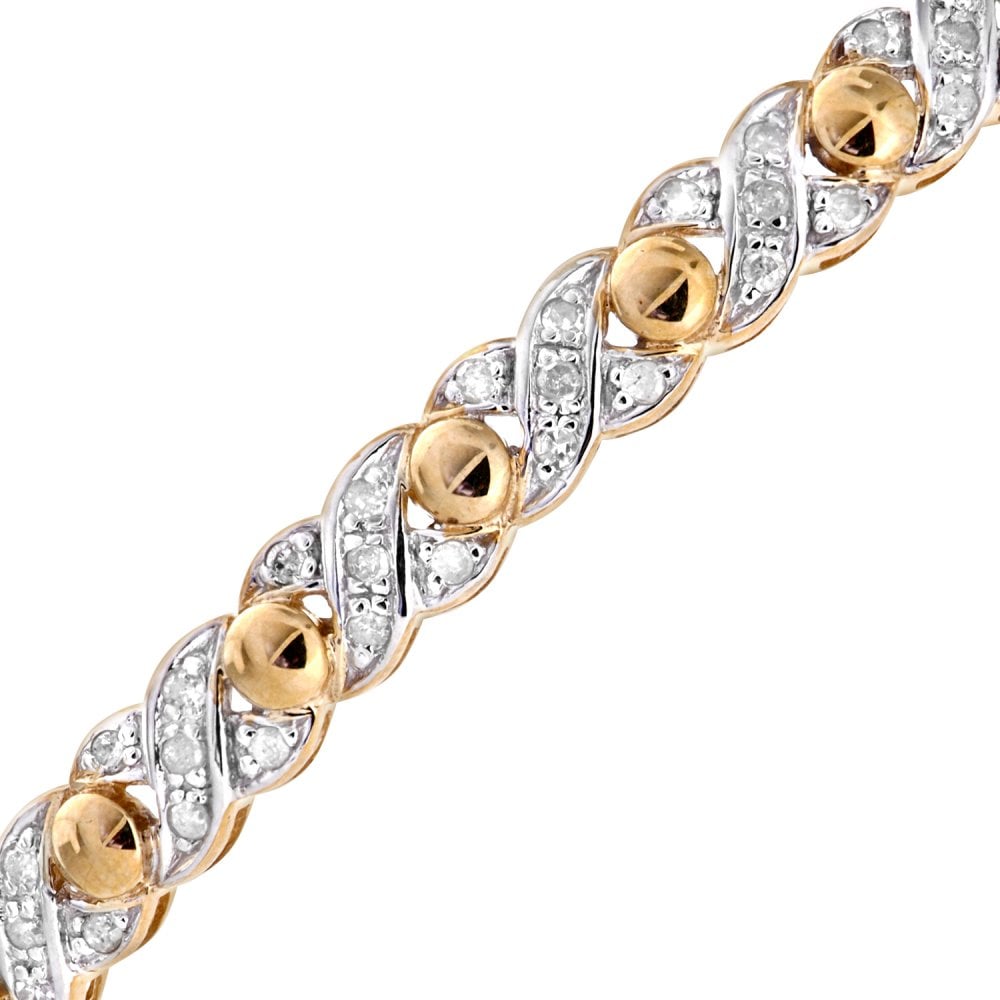 SPARKLD 9ct Yellow Gold 0.25ct Diamond Kiss Bangle