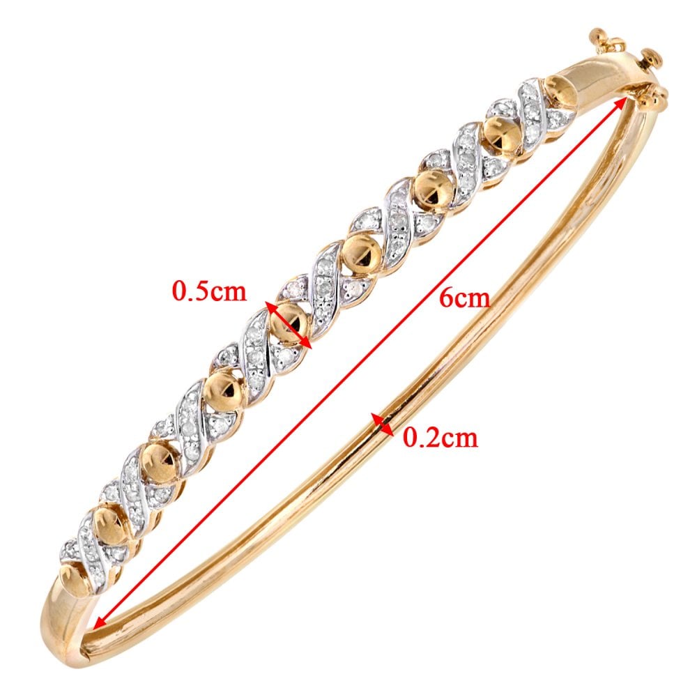 SPARKLD 9ct Yellow Gold 0.25ct Diamond Kiss Bangle